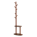 Coat Rack with 8 Hooks and 2 Shelves - Walnut Rubber Wood by LJGDeals