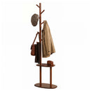Coat Rack with 8 Hooks and 2 Shelves - Walnut Rubber Wood by LJGDeals
