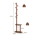 Coat Rack with 8 Hooks and 2 Shelves - Walnut Rubber Wood by LJGDeals