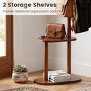 Coat Rack with 8 Hooks and 2 Shelves - Walnut Rubber Wood by LJGDeals