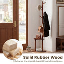 Coat Rack with 8 Hooks and 2 Shelves - Walnut Rubber Wood by LJGDeals