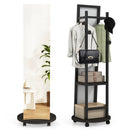 Coat Rack with Full Length Mirror Freestanding Coat Tree with 3 Hooks by LJGDeals