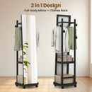 Coat Rack with Full Length Mirror Freestanding Coat Tree with 3 Hooks by LJGDeals