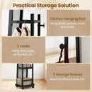 Coat Rack with Full Length Mirror Freestanding Coat Tree with 3 Hooks by LJGDeals