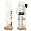Coat Rack with Full Length Mirror Freestanding Coat Tree with 3 Hooks by LJGDeals