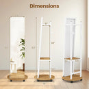Coat Rack with Full Length Mirror Freestanding Coat Tree with 3 Hooks by LJGDeals