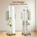 Coat Rack with Full Length Mirror Freestanding Coat Tree with 3 Hooks by LJGDeals