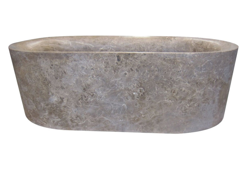 Coffee Brown Natural Stone Oval Shape Hand-Carved Unique Marble Bathtub (W)40" (L)72" (H)22"