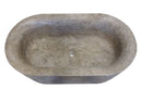 Coffee Brown Natural Stone Oval Shape Hand-Carved Unique Marble Bathtub (W)40" (L)72" (H)22"