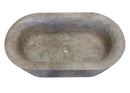 Coffee Brown Natural Travertine Hand-Carved Oval Soaking Bathtub - 40x72x22 Inches