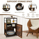 Cat Litter Box Enclosure with Louvered Door and 3-Tier Shelf by LJGDeals
