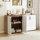 Coffee Bar Cabinet with 5-Position Adjustable Shelf for Living Room Dining Room-Natural by LJGDeals