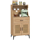Coffee Bar Cabinet with Pegboard Storage Drawer and Adjustable Shelf-Oak by LJGDeals
