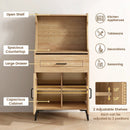 Coffee Bar Cabinet with Pegboard Storage Drawer and Adjustable Shelf-Oak by LJGDeals