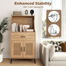 Coffee Bar Cabinet with Pegboard Storage Drawer and Adjustable Shelf-Oak by LJGDeals