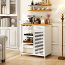 Coffee Bar Cabinet with Wine Rack and Bamboo Top