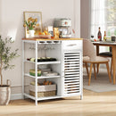 Coffee Bar Cabinet with Wine Rack and Bamboo Top