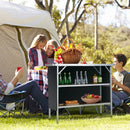 Folding Camping Table with 2-Tier Open Shelves for Outdoor BBQ by LJGDeals
