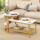 Coffee Table 2-Tier Rectangle Coffee Table and Side End Table with Storage Shelves by LJGDeals