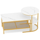 Coffee Table 2-Tier Rectangle Coffee Table and Side End Table with Storage Shelves by LJGDeals