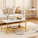 Coffee Table 2-Tier Rectangle Coffee Table and Side End Table with Storage Shelves by LJGDeals