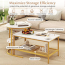 Coffee Table 2-Tier Rectangle Coffee Table and Side End Table with Storage Shelves by LJGDeals