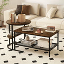 Coffee Table 2-Tier Rectangle Coffee Table and Side End Table with Storage Shelves by LJGDeals