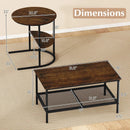 Coffee Table 2-Tier Rectangle Coffee Table and Side End Table with Storage Shelves by LJGDeals