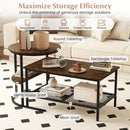 Coffee Table 2-Tier Rectangle Coffee Table and Side End Table with Storage Shelves by LJGDeals
