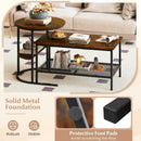 Coffee Table 2-Tier Rectangle Coffee Table and Side End Table with Storage Shelves by LJGDeals