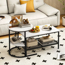 Coffee Table 2-Tier Rectangle Coffee Table and Side End Table with Storage Shelves by LJGDeals