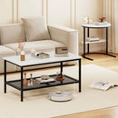 Coffee Table 2-Tier Rectangle Coffee Table and Side End Table with Storage Shelves by LJGDeals