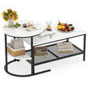 Coffee Table 2-Tier Rectangle Coffee Table and Side End Table with Storage Shelves by LJGDeals