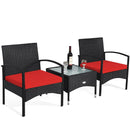 3 Pieces Patio Wicker Rattan Furniture Set with Cushion for Lawn Backyard by LJGDeals