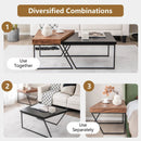 Coffee Table Set of 2 with Powder Coated Metal Legs-Black by LJGDeals
