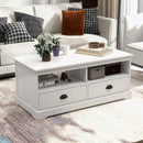 Modern Coffee Table with Drawers and Open Cubies-White by LJGDeals