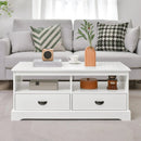 Modern Coffee Table with Drawers and Open Cubies-White by LJGDeals