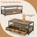 Coffee Table with 2 Drawers and Open Shelf for Living Room-Rustic Brown by LJGDeals