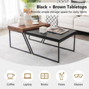 Coffee Table Set of 2 with Powder Coated Metal Legs-Black by LJGDeals