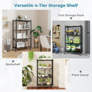 4-Tier Foldable Storage Shelf Collapsible Storage Rack with Lockable Wheels-Black by LJGDeals