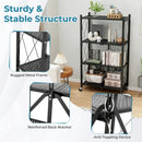 4-Tier Foldable Storage Shelf Collapsible Storage Rack with Lockable Wheels-Black by LJGDeals