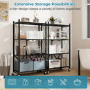 4-Tier Foldable Storage Shelf Collapsible Storage Rack with Lockable Wheels-Black by LJGDeals
