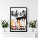 Tropical Beach Life Theme. Orange Surfboards Print by Wall Art Set
