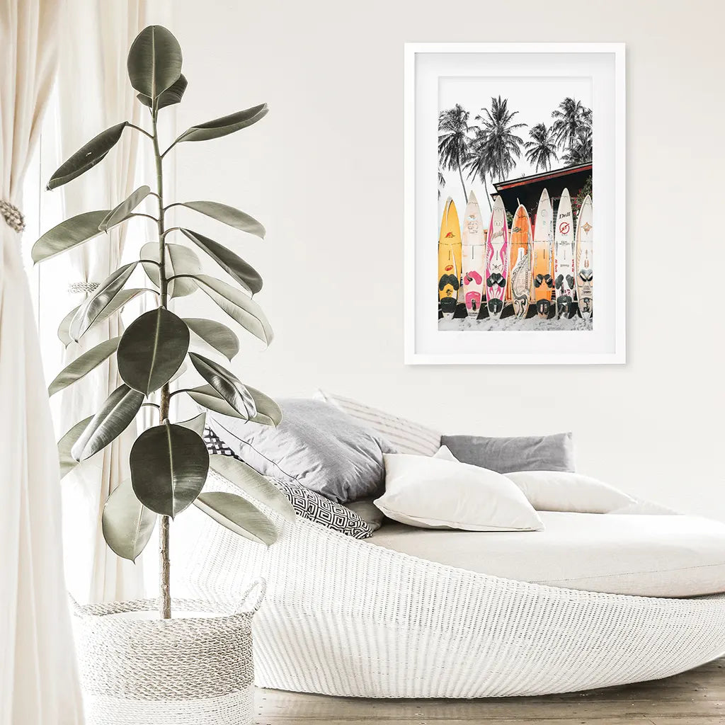 Tropical Beach Life Theme. Orange Surfboards Print, photo 6 of 10