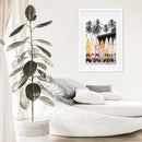 Tropical Beach Life Theme. Orange Surfboards Print by Wall Art Set