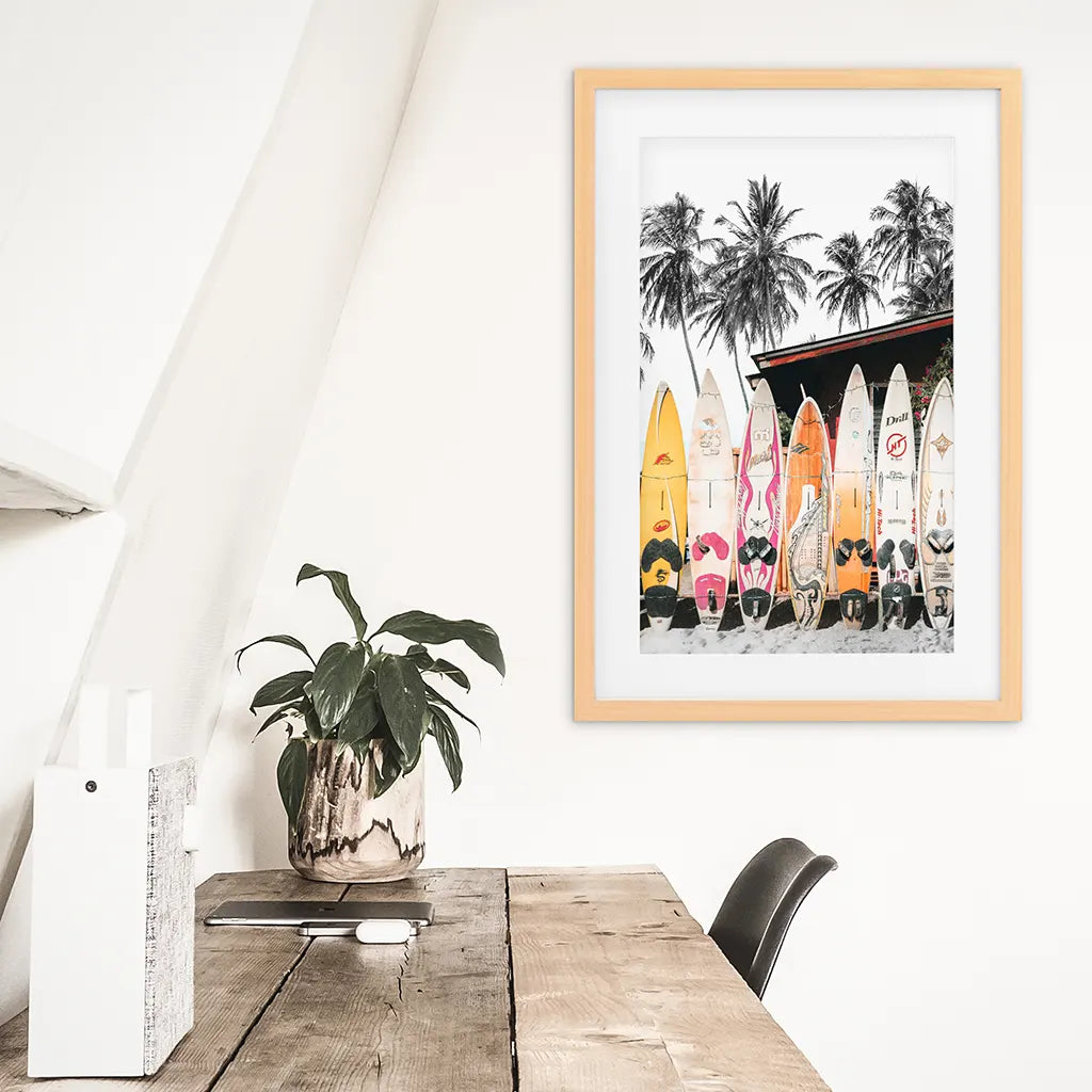 Tropical Beach Life Theme. Orange Surfboards Print, photo 3 of 10