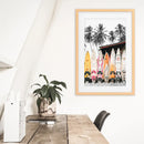 Tropical Beach Life Theme. Orange Surfboards Print by Wall Art Set