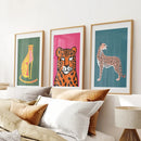 Cheetah Cat Prints Colorful Wall Art Decor by Wall Art Set