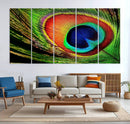 Colorful Peacock Feather Wall Art Print - Vibrant Green, by MyGreatCanvas | Canvas Wall Art Prints | Photo Prints & Wall Decor