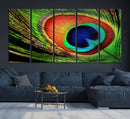Colorful Peacock Feather Wall Art Print - Vibrant Green, by MyGreatCanvas | Canvas Wall Art Prints | Photo Prints & Wall Decor